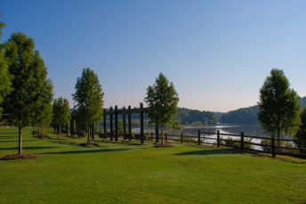 Green space, trees and water at Morgan Falls Overlook Park